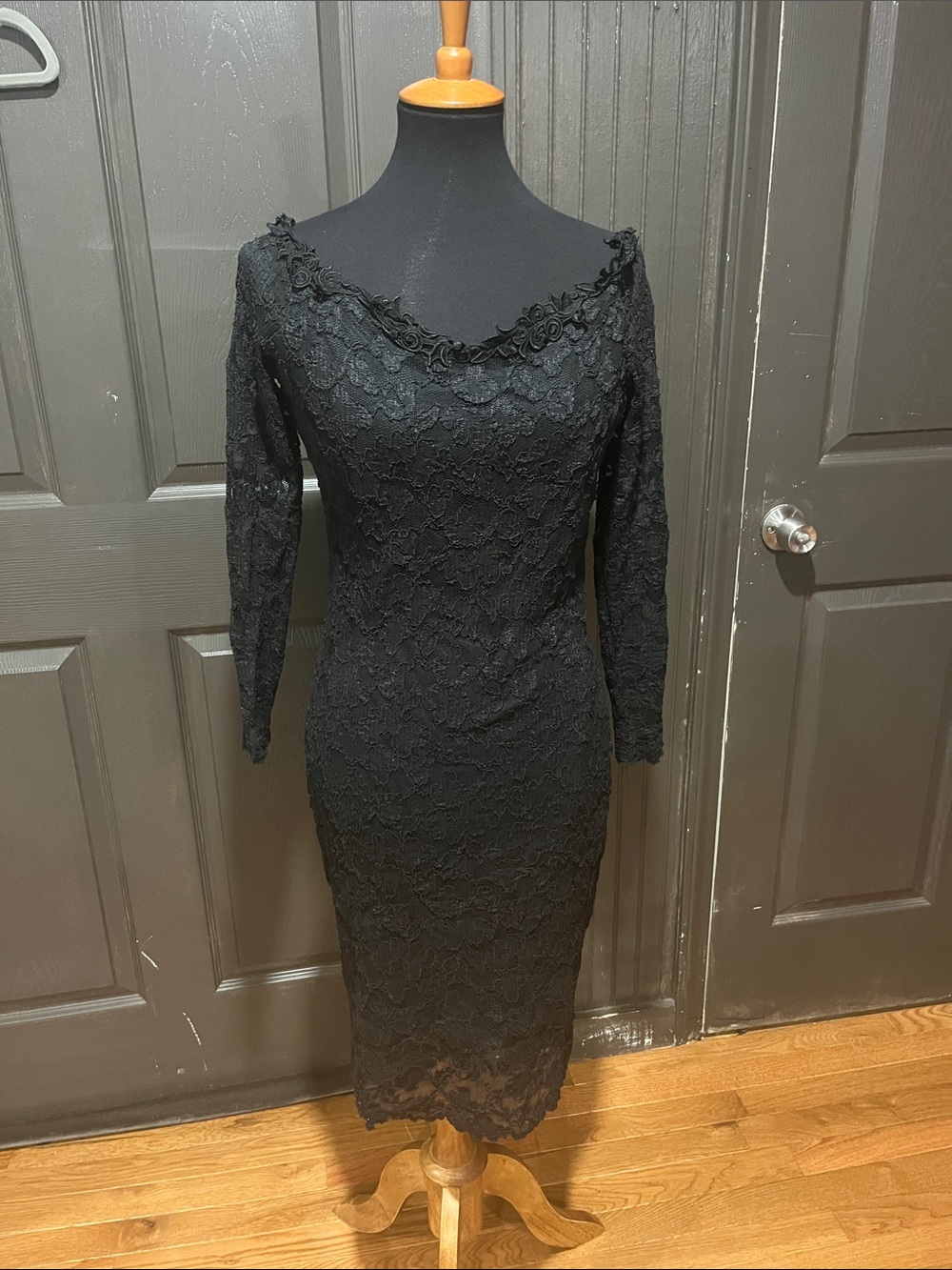 All That Jazz Black Lace Long Sleeve Sheath Dress